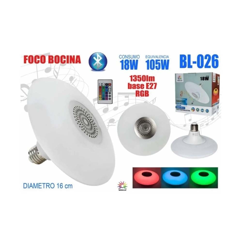 LUMINARIA LED TIPO PLAFON CURVA 4" RGB/BCO 6500K 35W 127V CON BOCINA BLUETOOTH INCLUYE CONTROL MEGALUZ