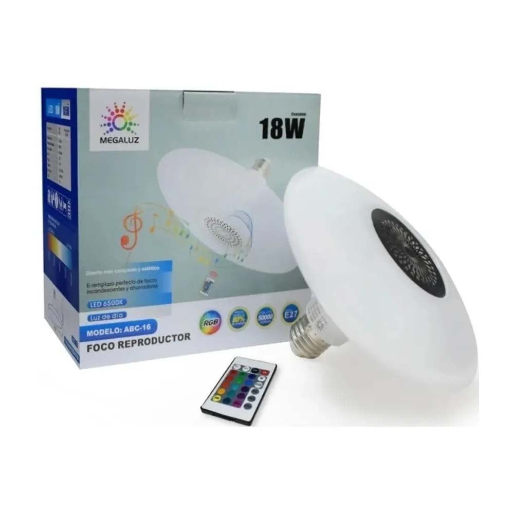 LUMINARIA LED TIPO PLAFON CURVA 4" RGB/BCO 6500K 35W 127V CON BOCINA BLUETOOTH INCLUYE CONTROL MEGALUZ