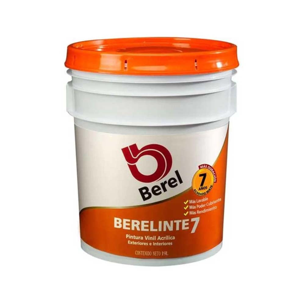 PINTURA VINIL-ACRILICA BERELINTE 7 BLANCO/PASTEL MATE SERIE 800 CUBETA 19LT