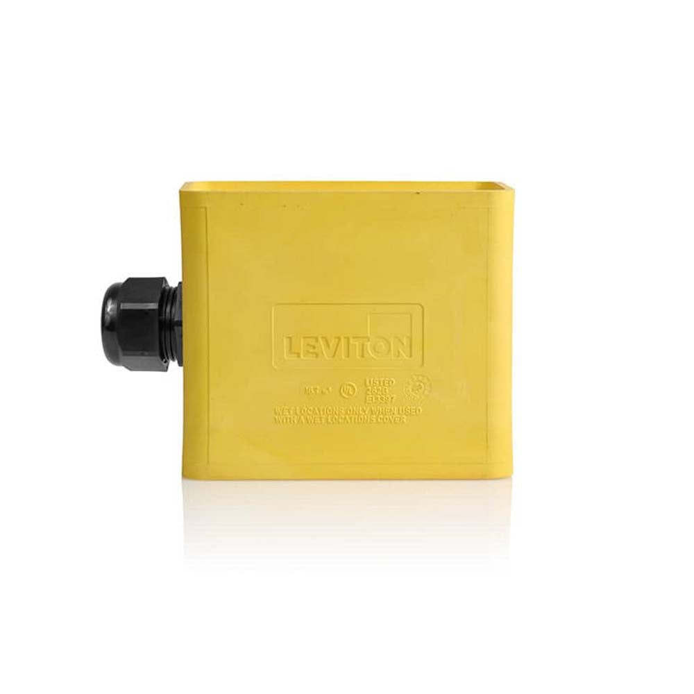CAJA TOMACORRIENTE PORTATIL BOTONERA UNICA COLGANTE AMARILLA LEVITON