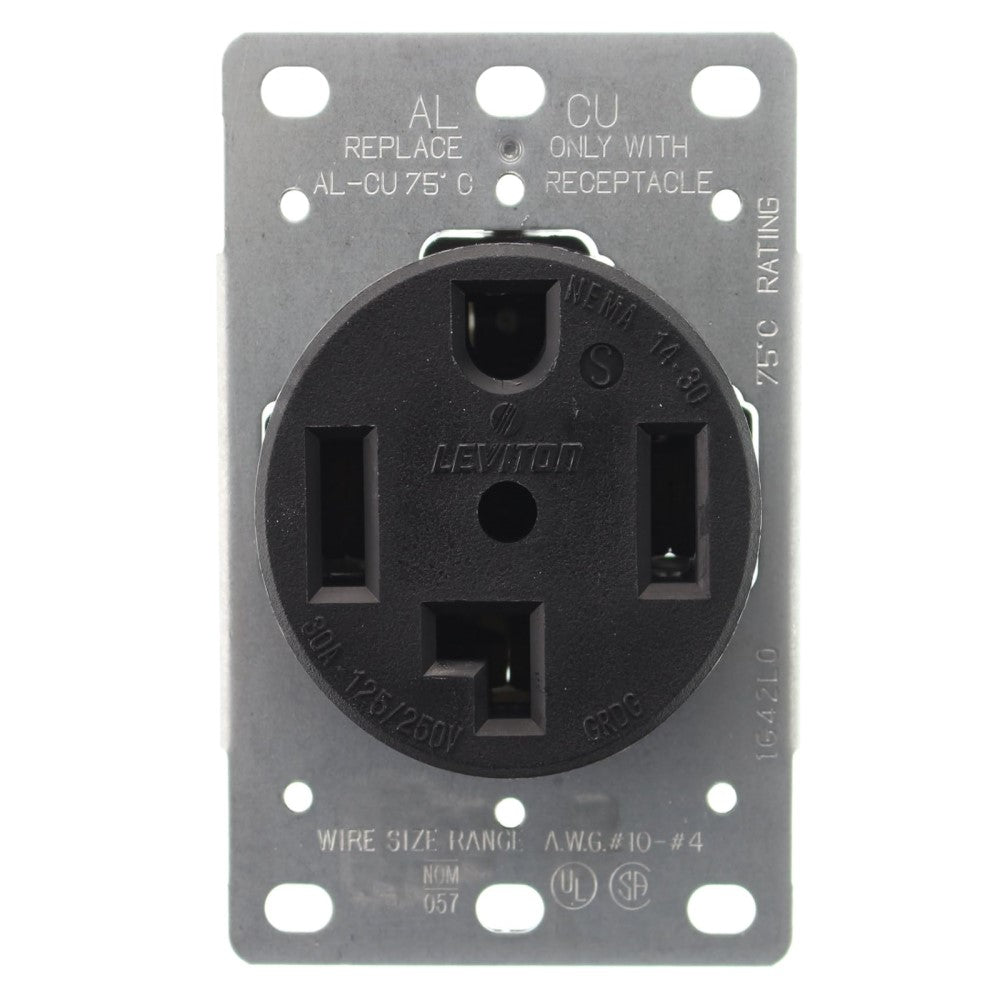 RECEPTACULO INDUSTRIAL ENTRADA RECTA 3F-4H 30A. 125/250V. NEMA 14-30R