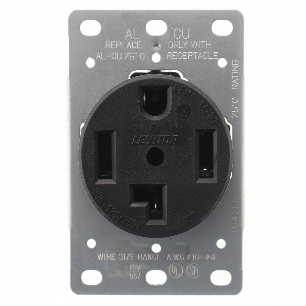 RECEPTACULO INDUSTRIAL ENTRADA RECTA 3F-4H 30A. 125/250V. NEMA 14-30R