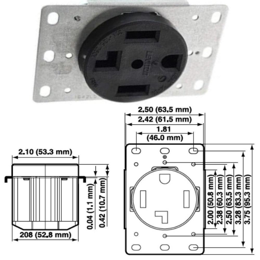RECEPTACULO INDUSTRIAL ENTRADA RECTA 3F-4H 30A. 125/250V. NEMA 14-30R