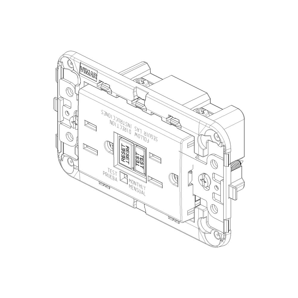 TOMA DUPLEX 2P+T USA 15A/127V. CON GFCI BLANCO 14296 PLANA VIMAR