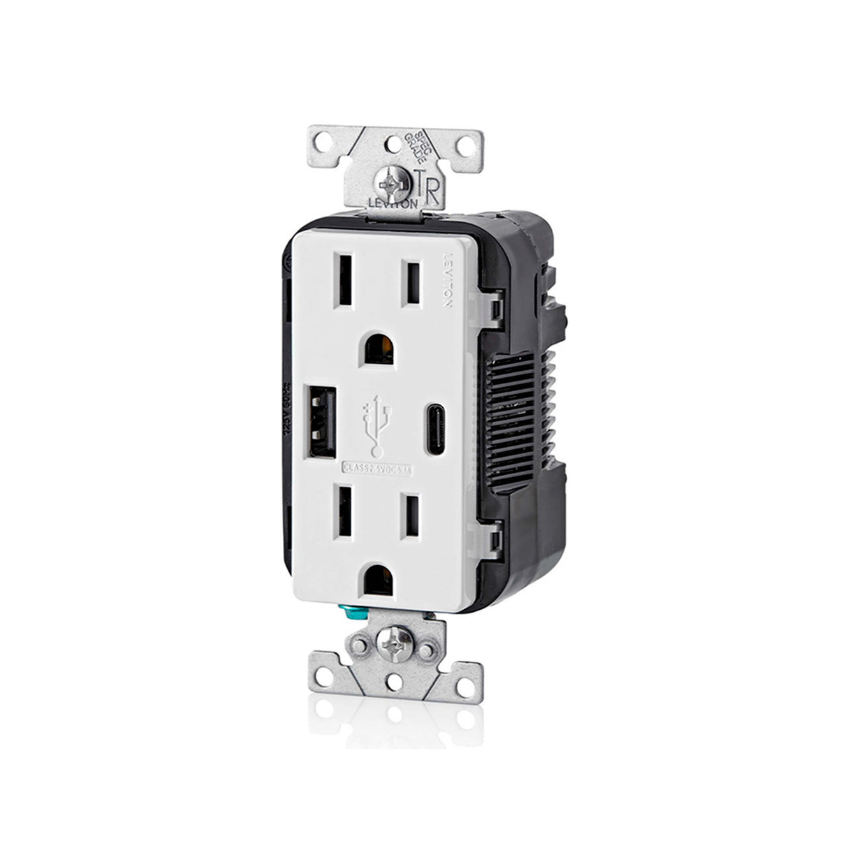 CONTACTO DUPLEX CON CARGADOR USB TIPO A Y C 15A. BLANCO LEVITON *** OFRECER 005-T5633-00E ***