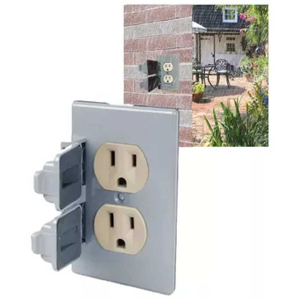 PLACA RESISTENTE A INTEMPERIE ALUMINIO ZINK FUNDIDO CON TAPA GRIS 004-WM1D-SGY LEVITON