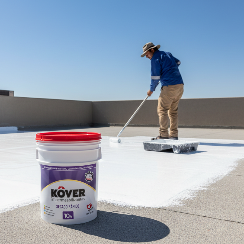 IMPERMEABILIZANTE KOVER SECADO RAPIDO BLANCO SERIE 4800 CUBETA 19LT *** OFRECER 3018 ***