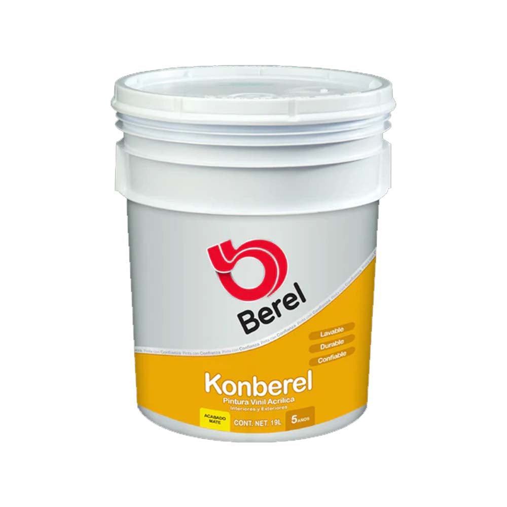 PINTURA VINIL-ACRILICA KONBEREL 5 BLANCO P/INT/EXT CUBETA 19LT
