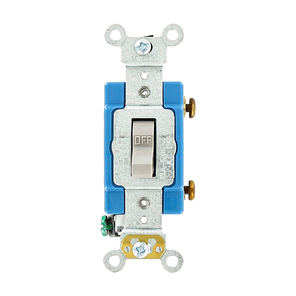 APAGADOR DE PALANCA SILENCIOSO INDUSTRIAL 2 POLOS 15A/120-277V. BLANCO LEVITON