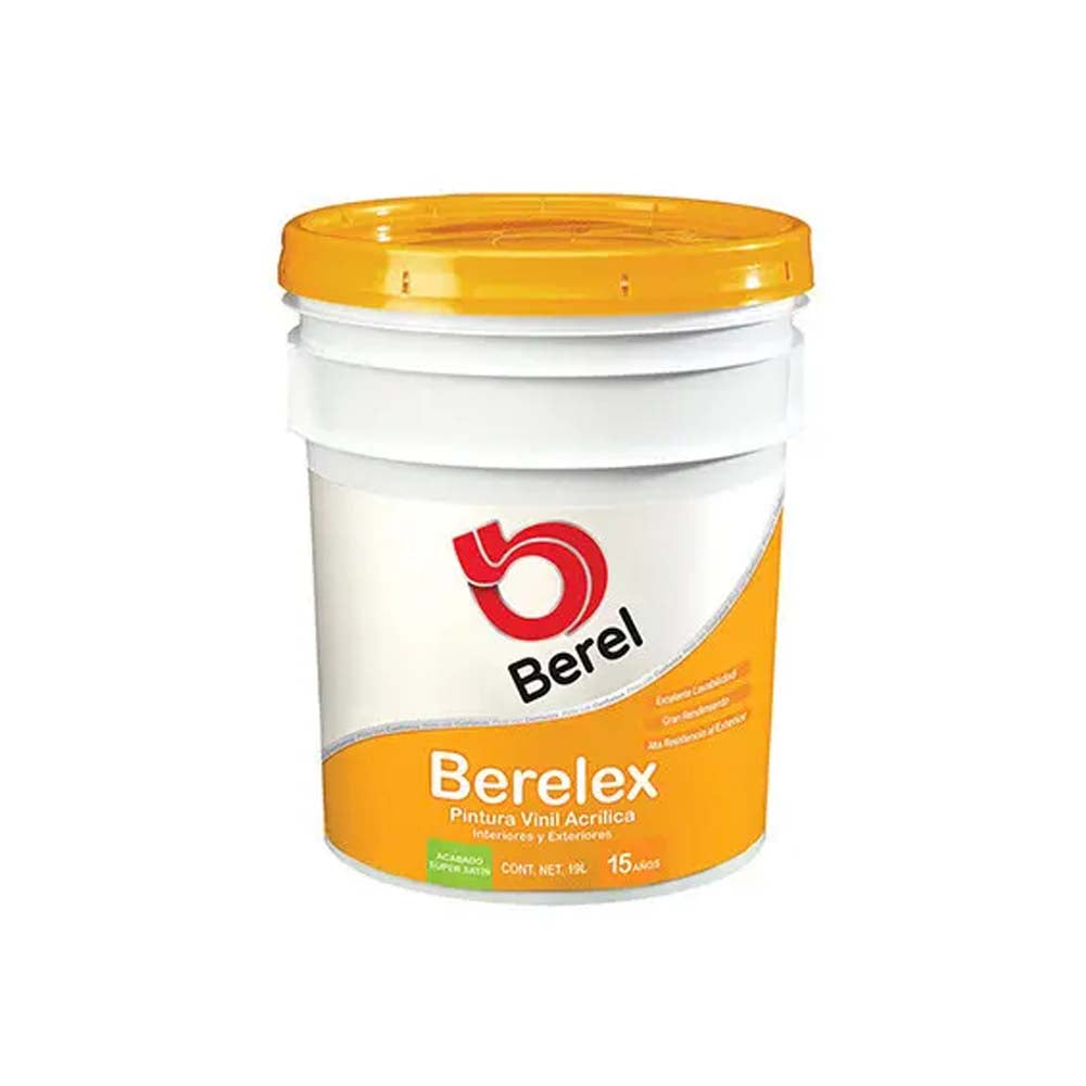 PINTURA VINIL-ACRILICA BERELEX S-SATIN 15 BLANCO/PASTEL SERIE 2273 CUBETA 19LT