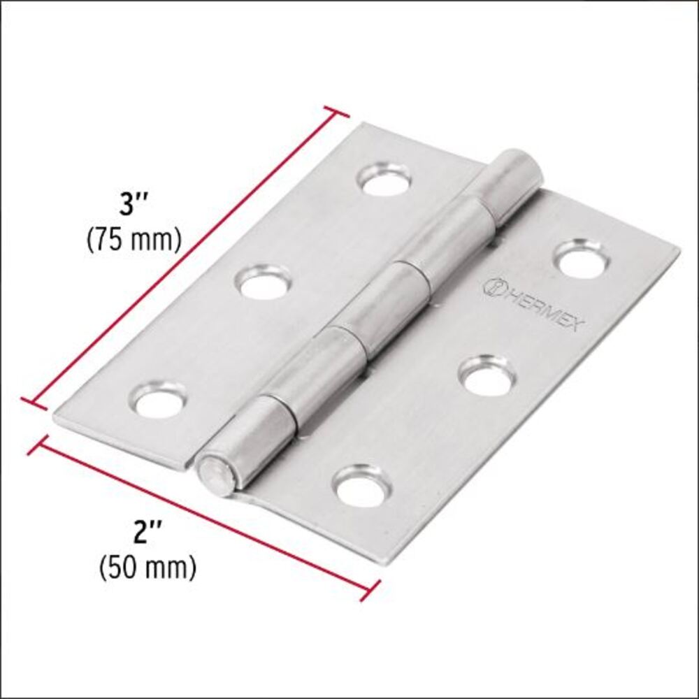 BISAGRA RECTANGULAR 3" ACERO INOXIDABLE MCA TRUPER HERMEX