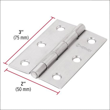 BISAGRA RECTANGULAR 3" ACERO INOXIDABLE MCA TRUPER HERMEX