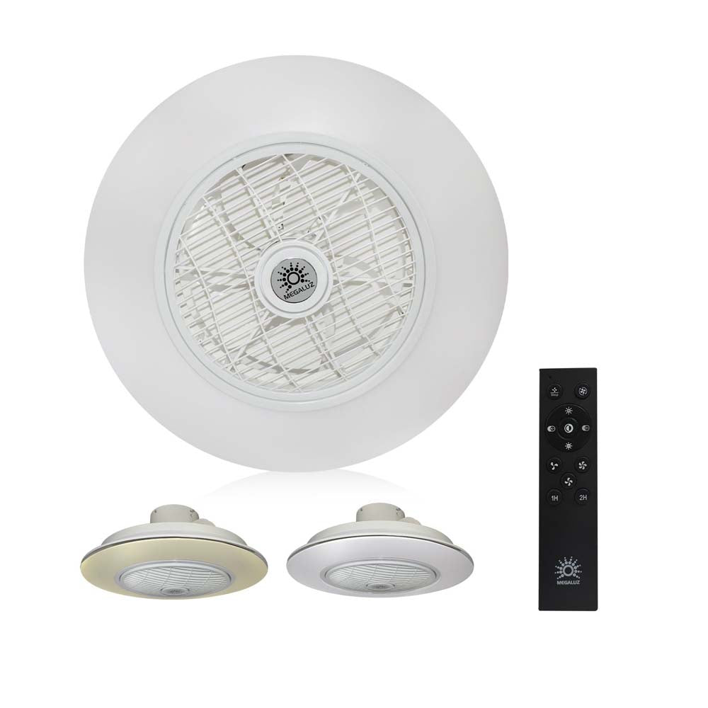VENTILADOR DE TECHO 12" CON LAMPARA LED  6500K 40W INCLUYE CONTROL MEGALUZ