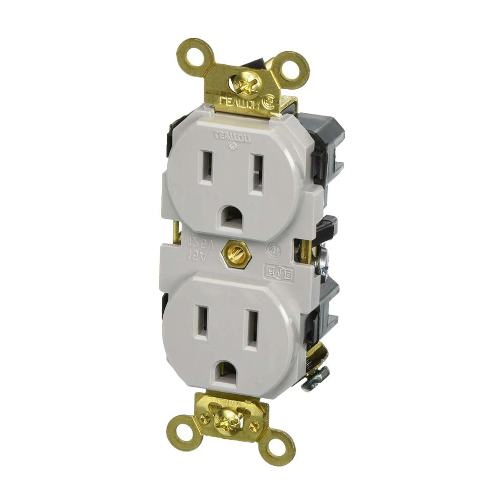CONTACTO DUPLEX GRADO INDUSTRIAL PARA TRABAJOS EXTRAPESADOS COLOR GRIS LEVITON