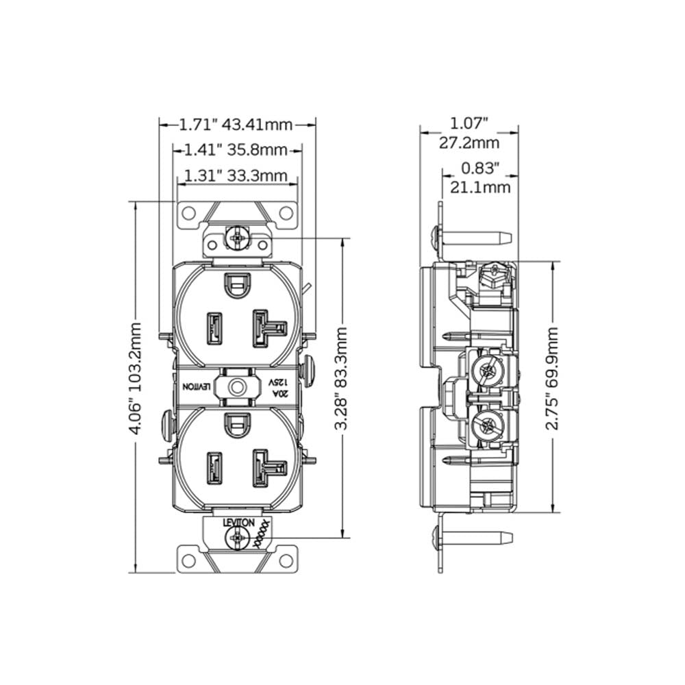 CONTACTO DUPLEX GRADO INDUSTRIAL PARA TRABAJOS PESADOS COLOR MARFIL ENTRADA RECTA *** OFRECER HBL5362I *** LEVITON
