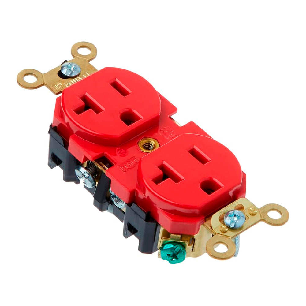 CONTACTO DUPLEX GRADO INDUSTRIAL PARA TRABAJOS PESADOS COLOR ROJO ENTRADA RECTA LEVITON