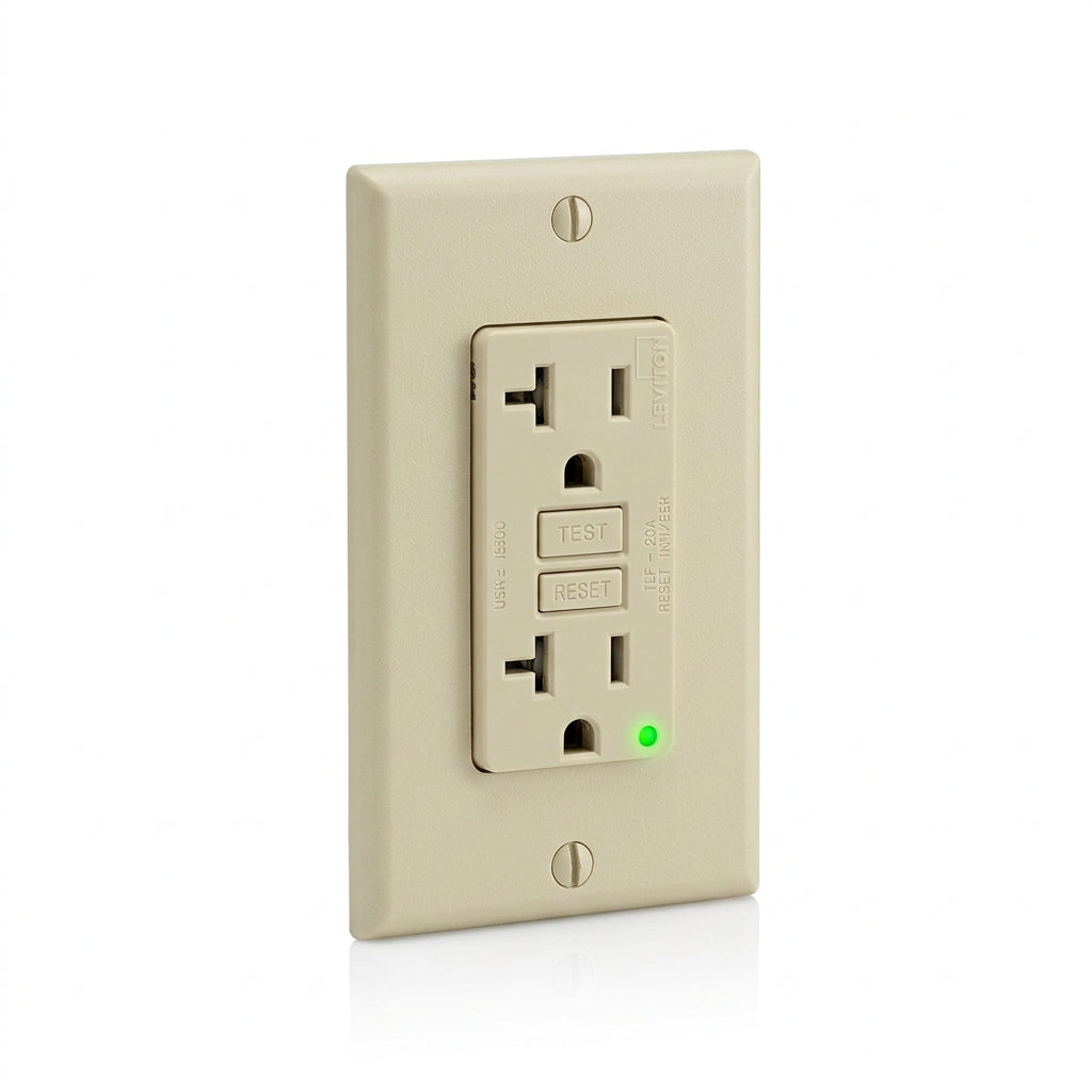 RECEPTACULO DUPLEX SUPRESO LED DECORA 20A 125V 2P 3W NEMA 5-20R MARFIL MCA LEVITON