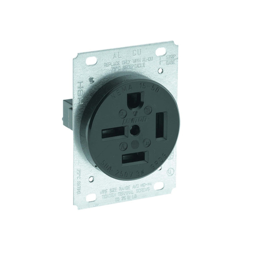 CONTACTO INDUSTRIAL REDONDO FIJO 3P-4H 50A/250V. NEGRO LEVITON