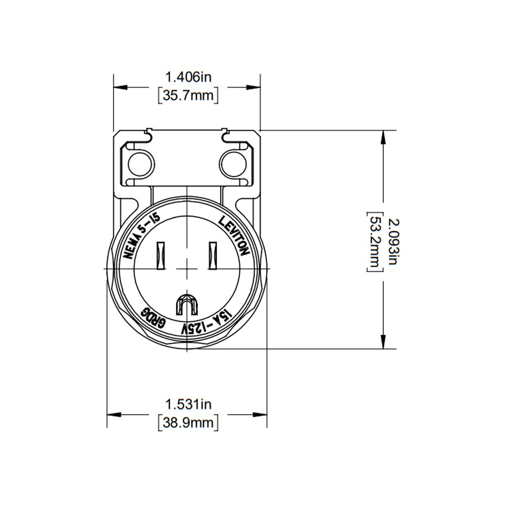 CLAVIJA ANGULAR E. RECTA HOSPITAL 15A 125V 2P 3H NEMA 5-15P TRANSPARENTE *** OFRECER HBL8215CAT ***