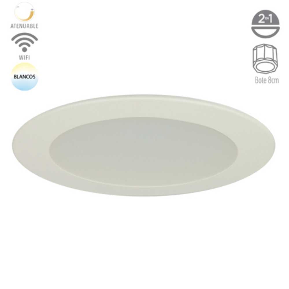 LAMPARA EMPOTRABLE LED INTELIGENTE WIFI 9 W LUZ BLANCA AJUSTABLE ATENUABLE COMPATIBLE CON APP MOVIL Y ASISTENTES DE VOZ 09YDLED432MVBTCW