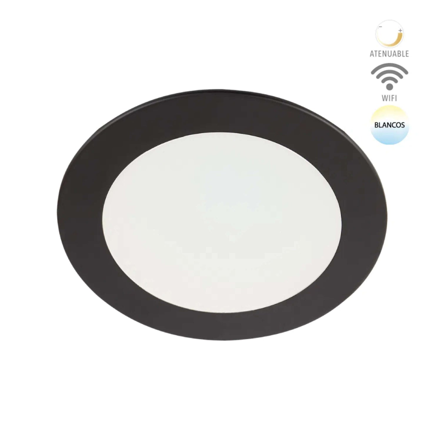 LAMP. DOWNLIGHT LED INTELIGENTE WIFI 9W. LUZ BLANCA ATENUABLE DINAMICA COMPATIBLE APP Y ASIST. VOZ NEGRO NOVA SMART