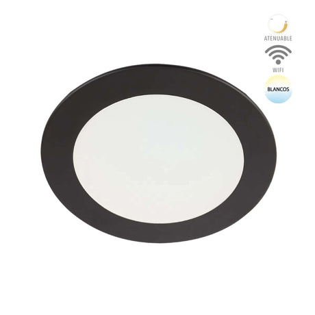 LAMP. DOWNLIGHT LED INTELIGENTE WIFI 9W. LUZ BLANCA ATENUABLE DINAMICA COMPATIBLE APP Y ASIST. VOZ NEGRO NOVA SMART