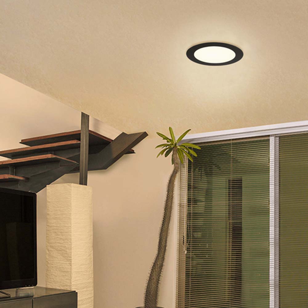 LAMP. DOWNLIGHT LED INTELIGENTE WIFI 9W. LUZ BLANCA ATENUABLE DINAMICA COMPATIBLE APP Y ASIST. VOZ NEGRO NOVA SMART