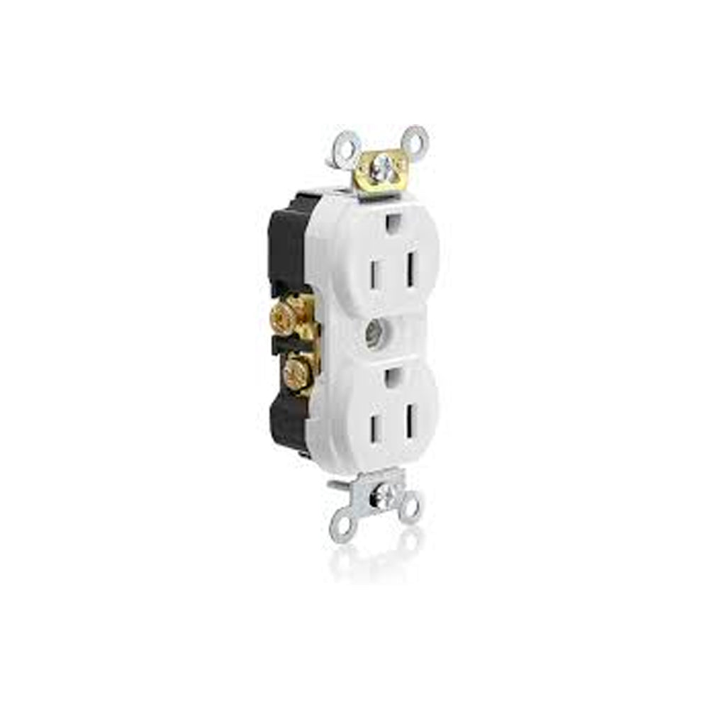 RECEPTACULO DUPLEX COMERCIAL 2P 3H 15A 125V BLANCO MCA LEVITON