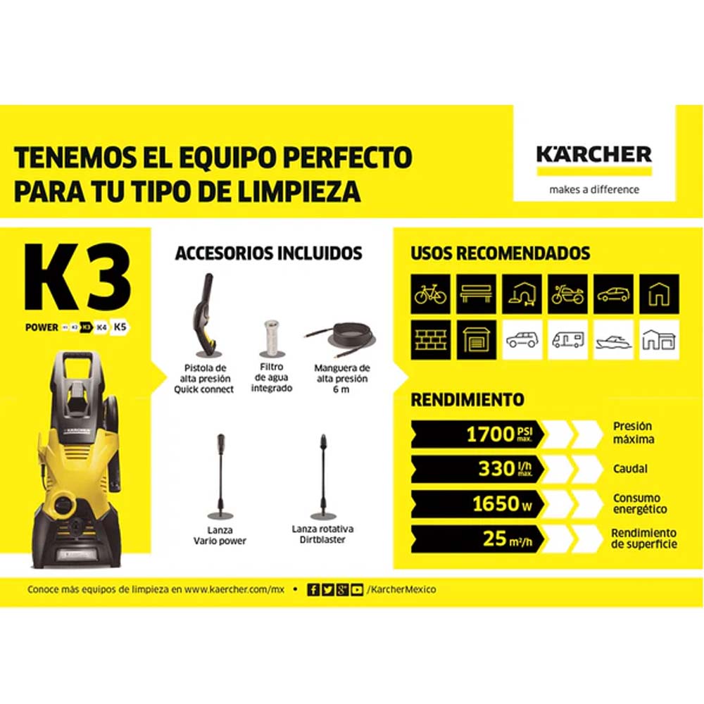 KARCHER HIDROLAVADORA K3 A PRESION 1700PSIAMARILLO/NEGRO