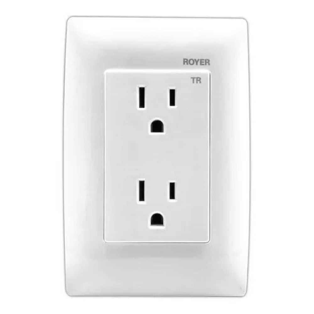 PLACA 3 MODULO CON RECEPTACULO DUPLEX BLANCO 100-6288WP ROYER 100