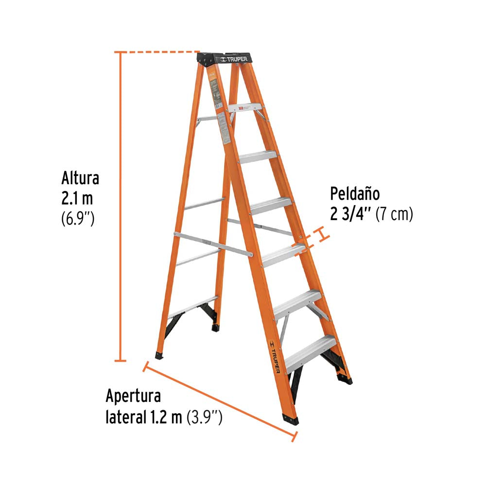 ESCALERA DE TIJERA TIPO LL 6 PELDAÑOS FIBRA DE VIDRIO EST-26FV