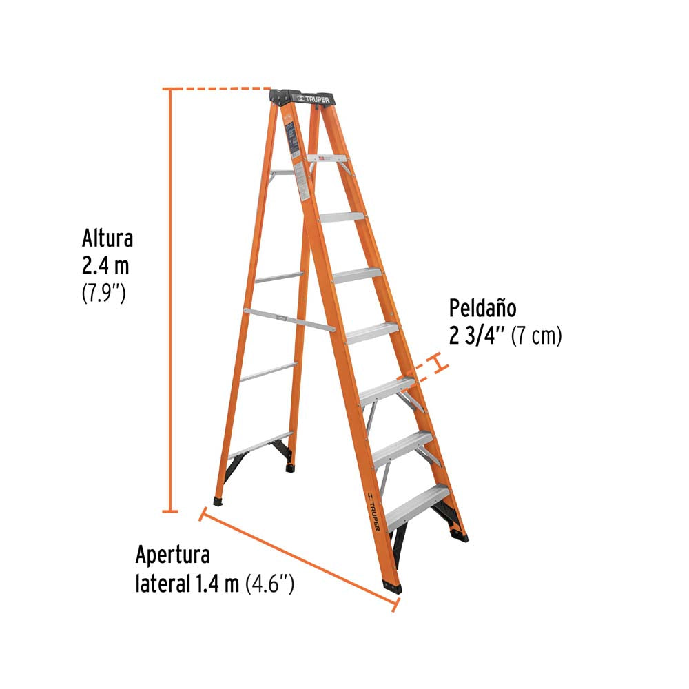 ESCALERA DE TIJERA TIPO LL 7 PELDAÑOS FIBRA DE VIDRIO  EST-27FV MCA TRUPER