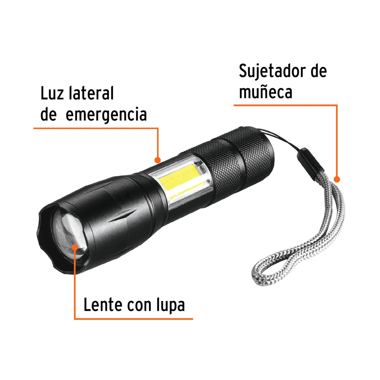LINTERNA DE 1 LED 270 LM CON LUZ DE EMERGENCIA RECARGABLE LINAR-260 TRUPER