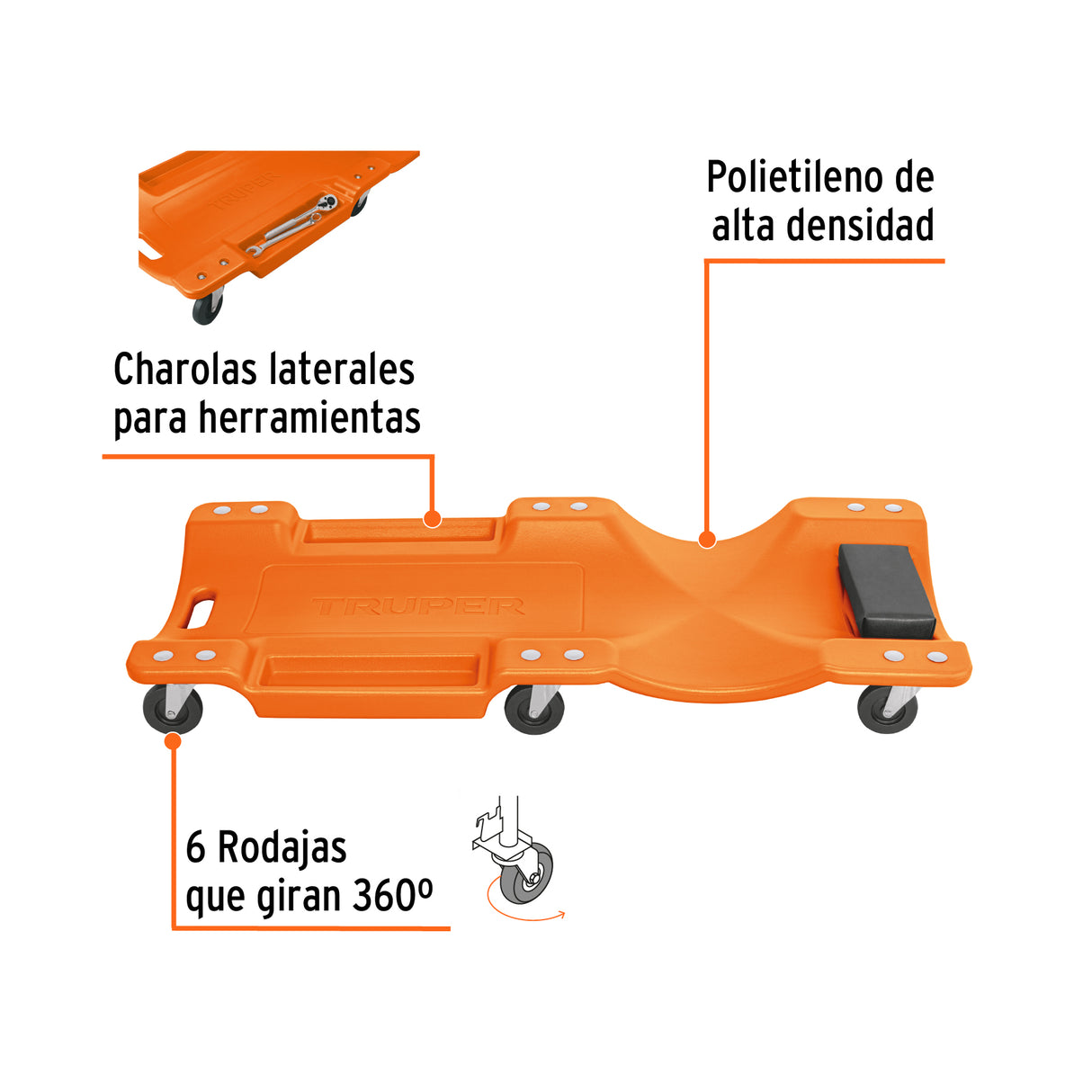 CAMA DE PLASTICO 40 PARA MECANICO TRUPER