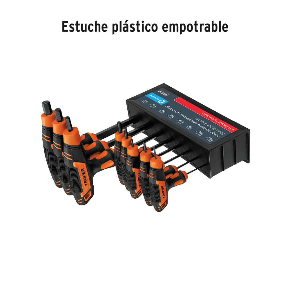 JUEGO 8 LLAVES ALLEN STD EXTRALARGAS MANGO T PUNTA DE BOLA