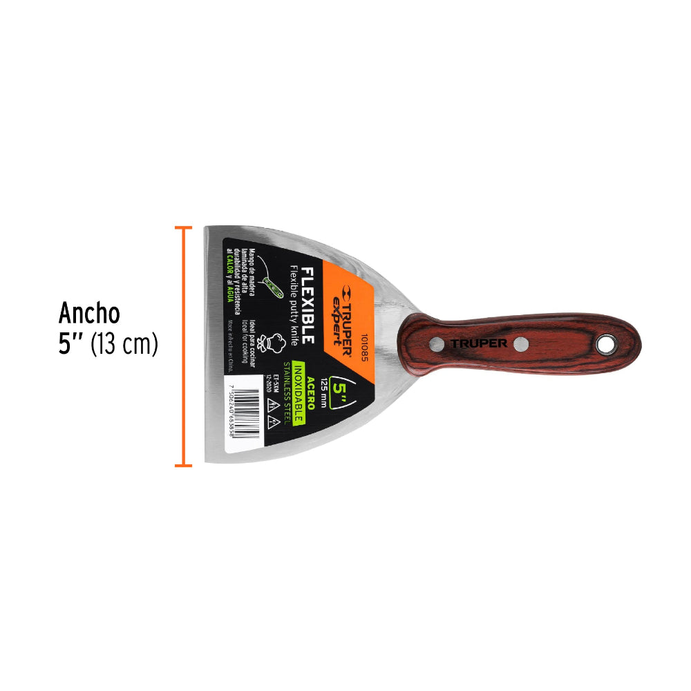 ESPATULA 5" ACERO INOXIDABLE MANGO MADERA TRUPER EXPERT