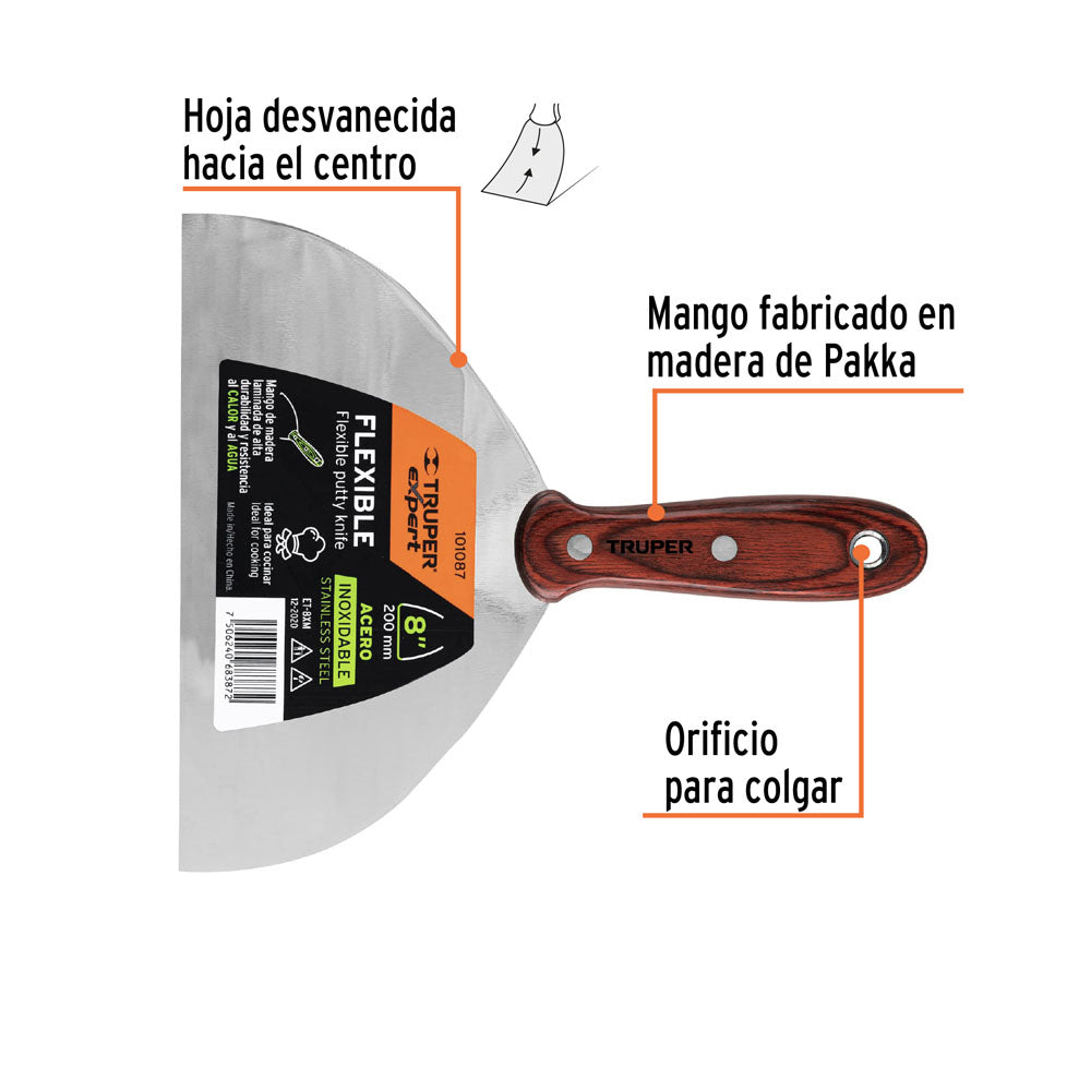 ESPATULA 8" ACERO INOXIDABLE MANGO MADERA TRUPER EXPERT***HASTA AGOTAR***PASA A 12876***