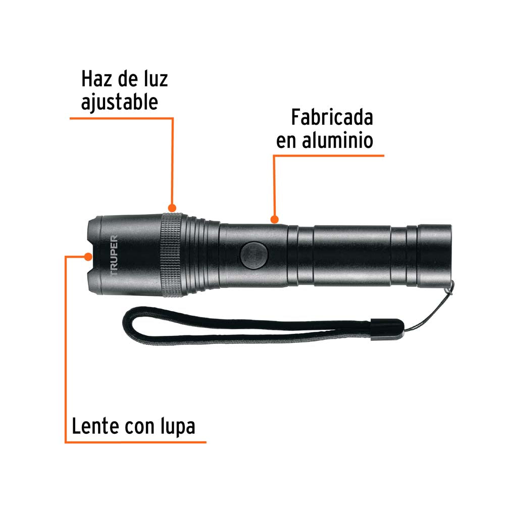 LINTERNA DE ALUMINIO 1 LED 420 LM RECARGABLE TRUPER