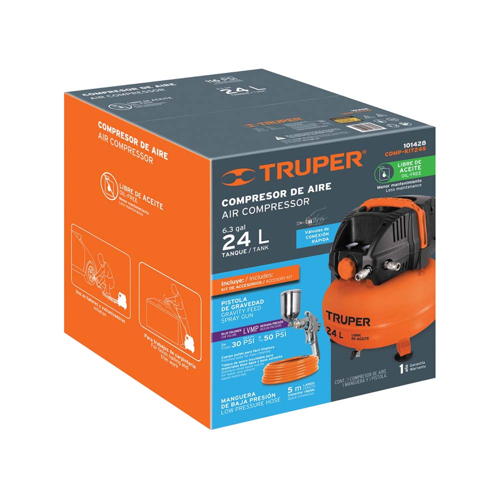 KIT COMP LIBRE DE ACEITE 24 L 2-2/3 HP PIPI-420 Y MANGUERA