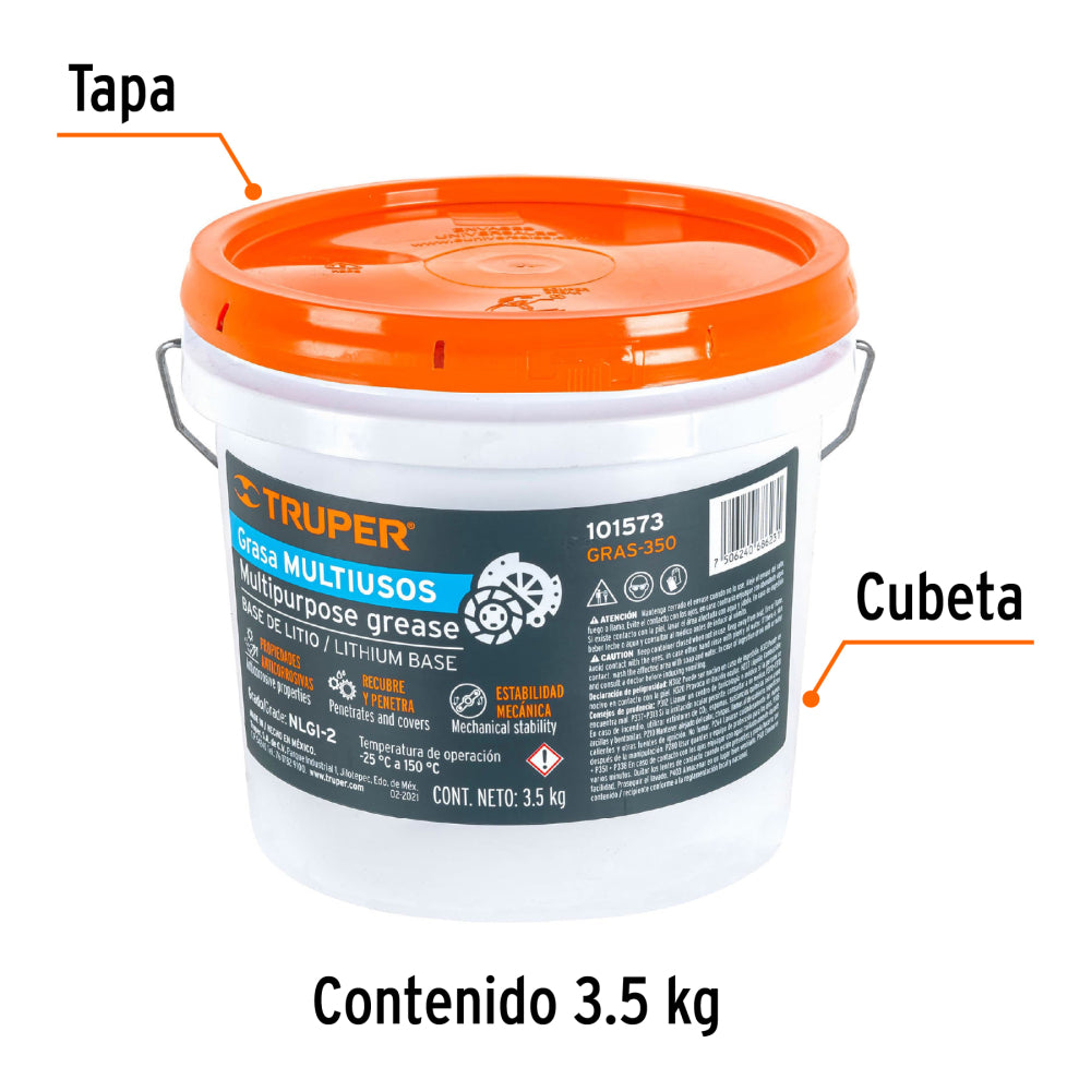 GRASA DE LITIO MULTIUSO 3.5 KG TRUPER