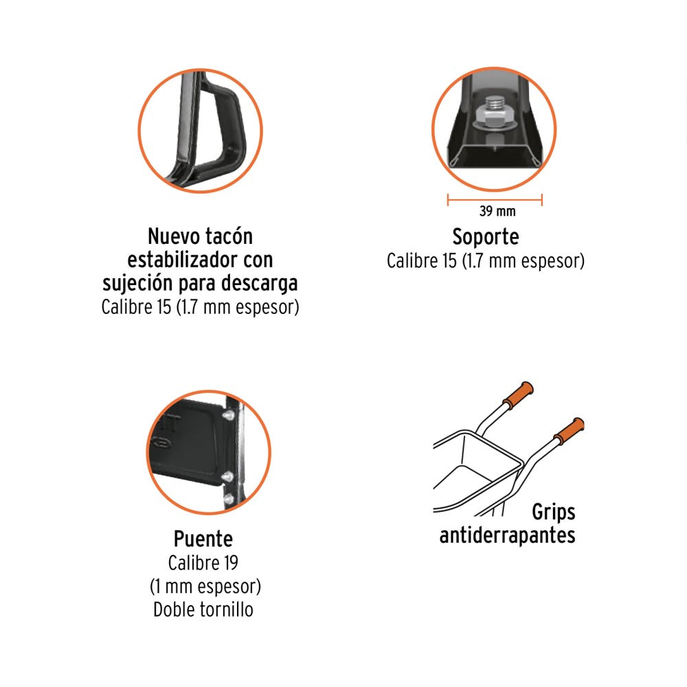 CARRETILLA 4.5 FT3 LLANTA IMPONCHABLE MCA TRUPER CONSTRUCCION