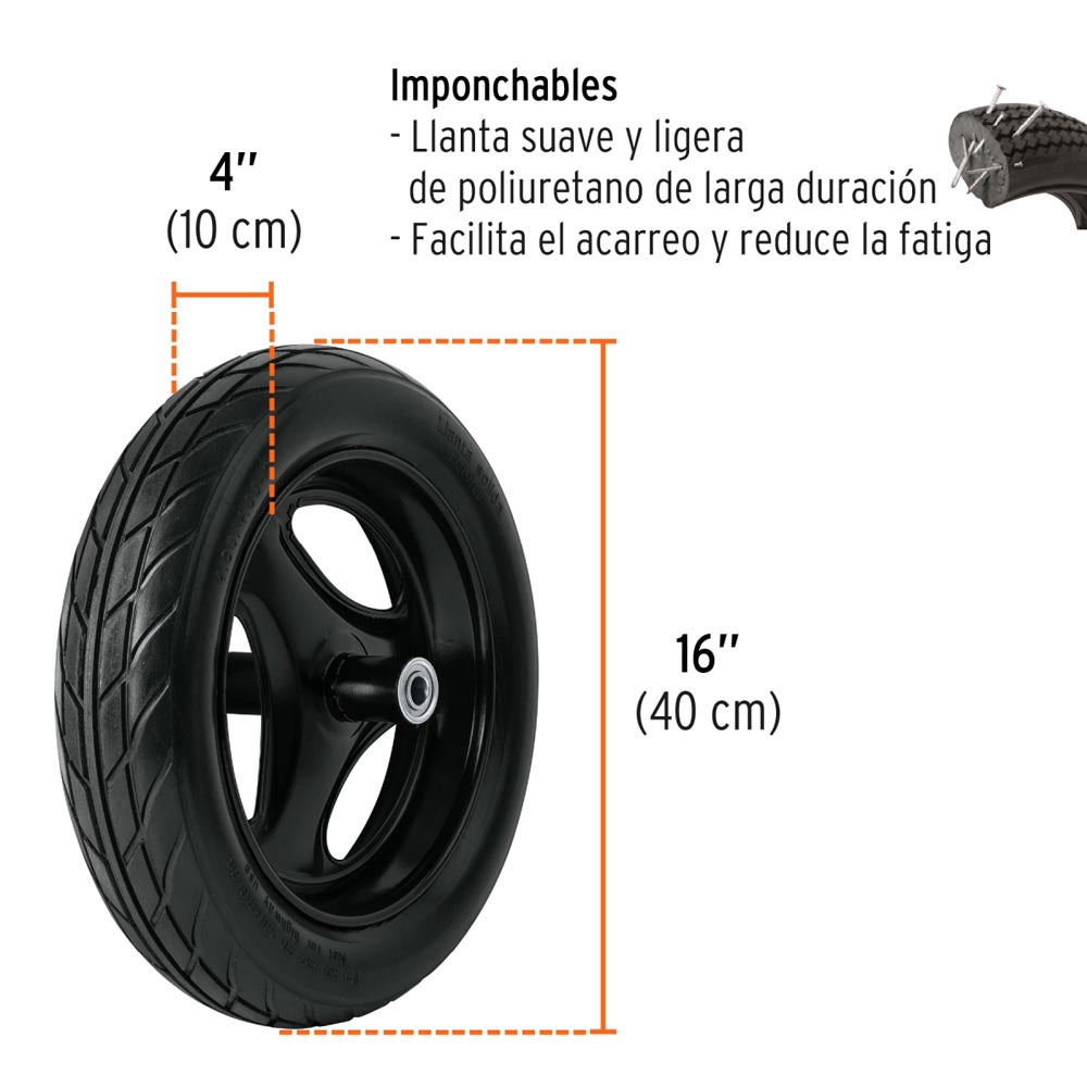 CARRETILLA 4.5 FT3 LLANTA IMPONCHABLE MCA TRUPER CONSTRUCCION