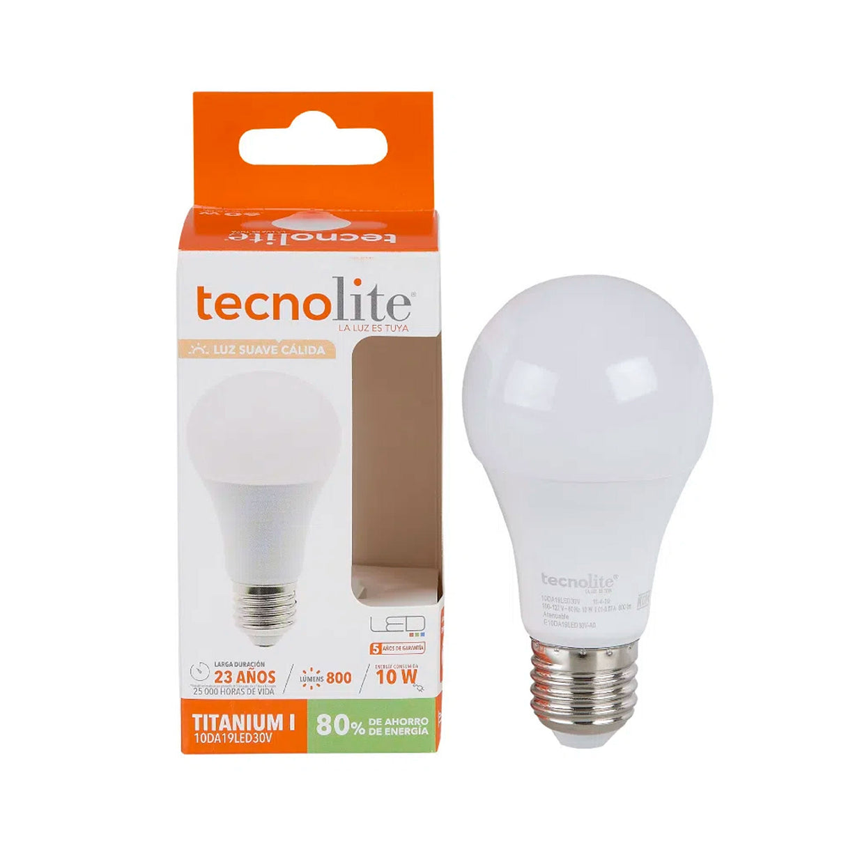 FOCO LED TECNOLITE 10W LUZ SUAVE CÁLIDA BASE E27 ATENUABLE