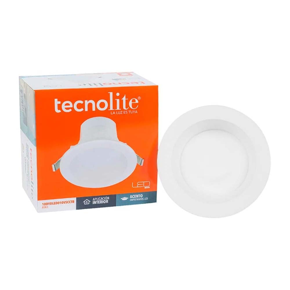 LÁMPARA EMPOTRABLE LED TECNOLITE ATIK I ATENUABLE 10W LUZ CONFIGURABLE LED INTEGRADO