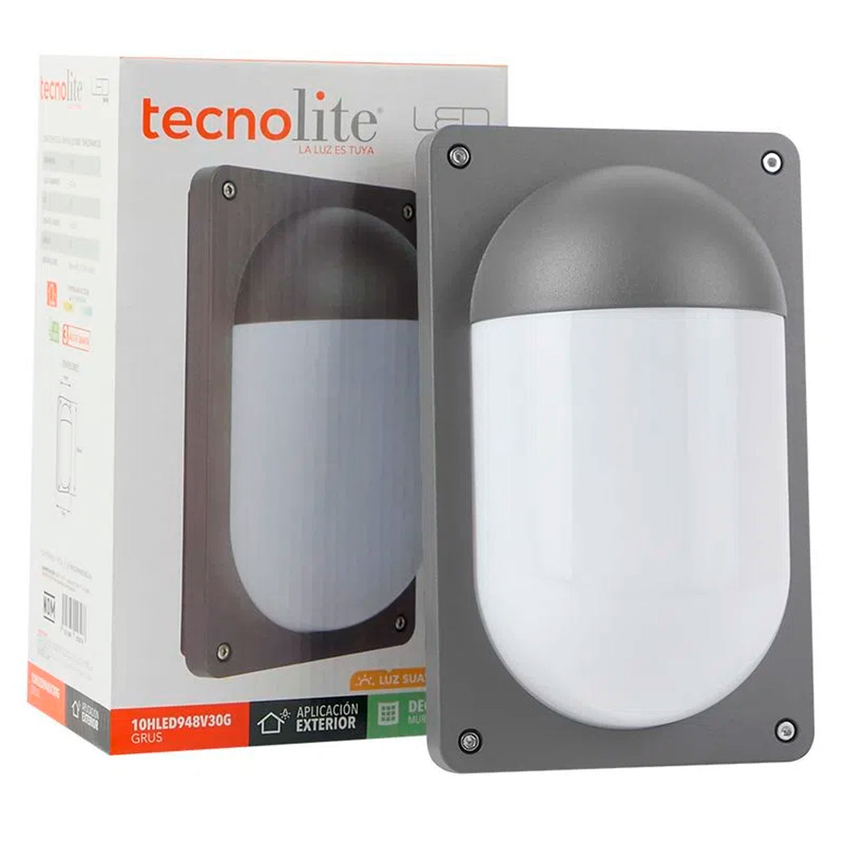 LÁMPARA DE EXTERIOR LED GRUS TECNOLITE PARA SOBREPONER 10.5W LUZ SUAVE CÁLIDA *** EXHIBIDO ***