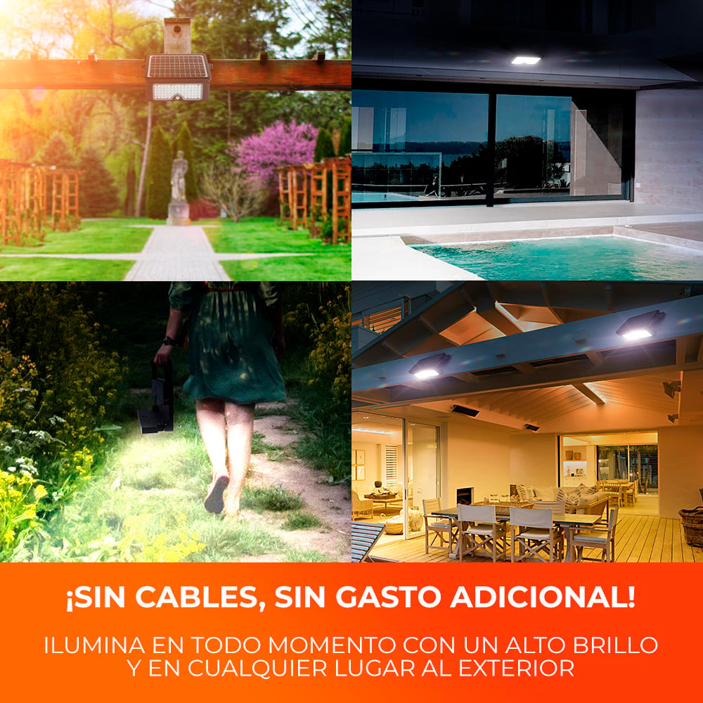 LAMPARA SOLAR LED 10 W LUZ DE DIA MULTIAPLICACION MODOS DE LUZ BATERIA INTEGRADA SENSOR DE MOVIMIENTO IP65 IK06 LED INTEGRADO
