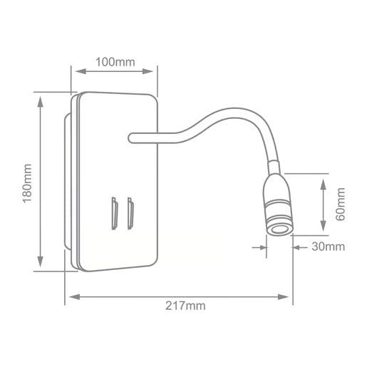LUZ DE LECTURA LED PARED 7 W DIRIGIBLE CON MARCO DE LUZ 2.8 W LUZ CALIDA BRILLANTE 10TLLED2045MV30N