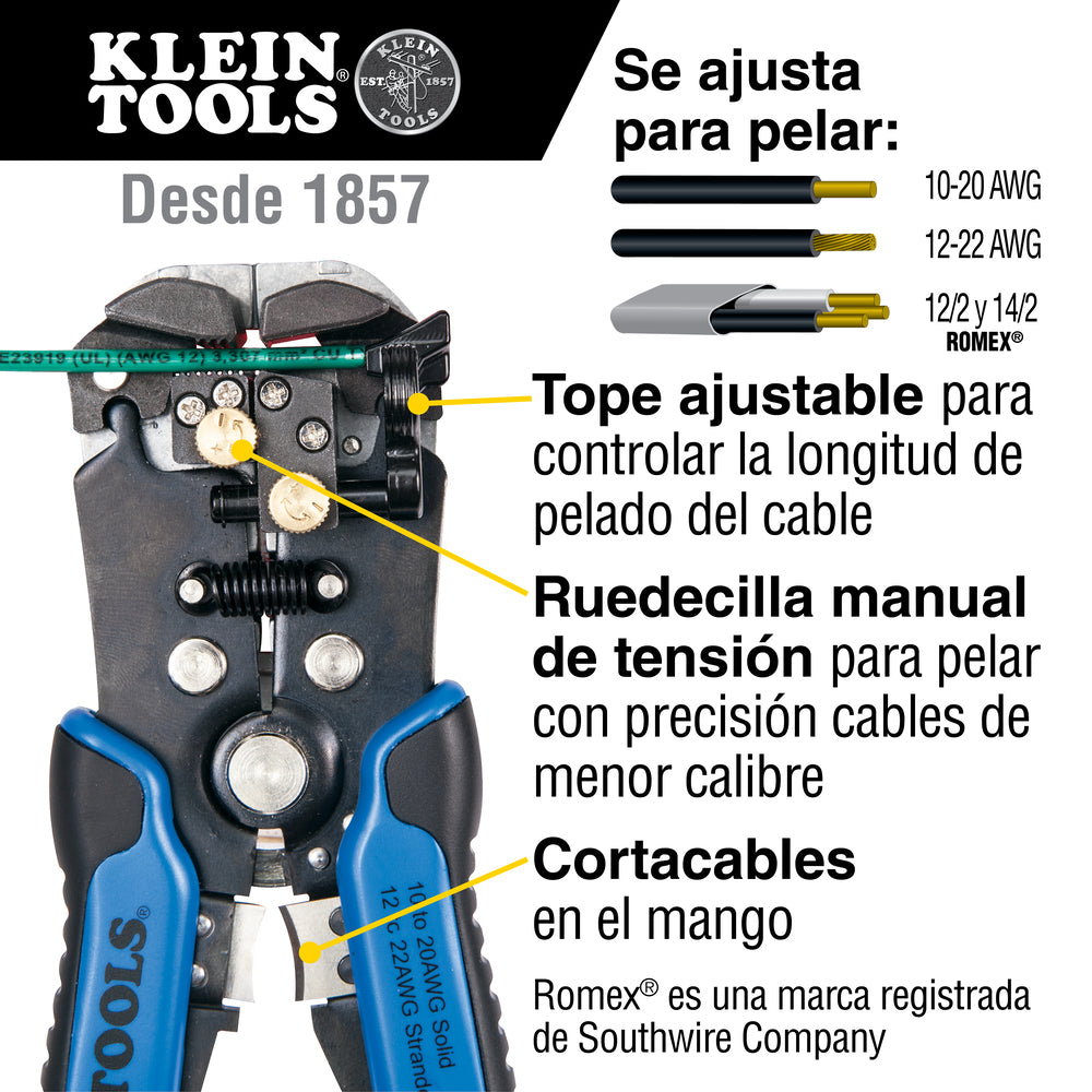 PINZA PELACABLES Y CORTADORA DE AJUSTE AUTOMATICO KLEIN TOOLS