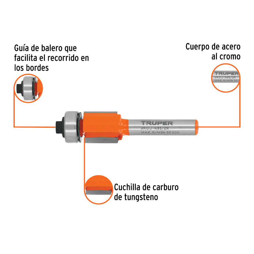 BROCA PARA ROUTER CORTE RECTO 1/2 CON BALERO MCA TRUPER