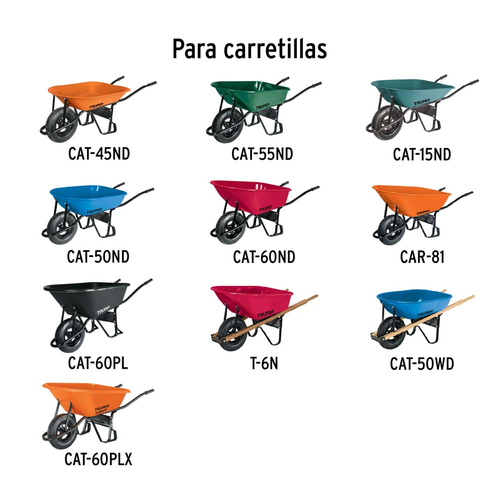 LLANTA COMPLETA NEUMATICA 16' INCLUYE EJE Y BALEROS